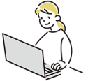 パソコンに向かう女性のイラスト